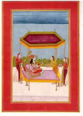 Indian Miniature Painting Mughal Royal Queen Fine Gold Decoration Collectable • $580