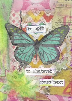 ACEO ATC Print Mixed Media Collage Butterfly Inspirational Motivational Quote • $6.49