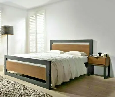 New Modern Olivia Dark Grey Finish Wooden Bed Frame In 4ft/4ft6/5ft • £269.99