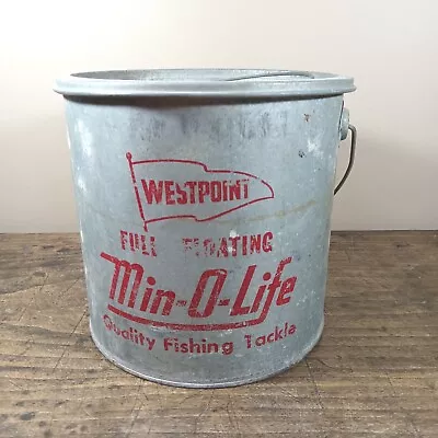 Vintage Westpoint Full Floating Min-O-Life Fishing Minnow Bucket Galv Pail Bait • $69.99