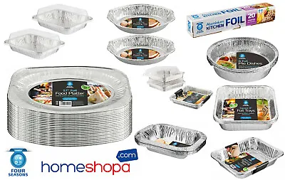 ALUMINIUM FOIL CONTAINERS TRAYS Hot FOOD SERVING Tins Takeaway Baking Roasting • £6.99