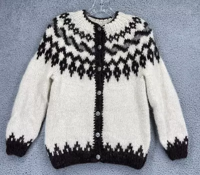 Vintage Hilda Ltd Cardigan Sweater Women Medium Pure Wool Nordic Icelandic • $54.99