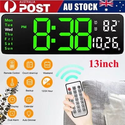 13'' Large LED Digital Wall Clock Temperature Date Display Electronic Wall Clock • $29.99