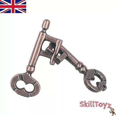 Skilltoyz IQ Cast Metal Puzzle Classic 3D Brain Teaser Keys Bronze #4 - UK Shop • £4.99