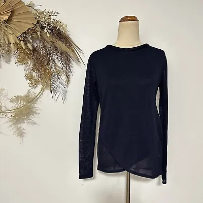 VIKTORIA AND WOODS KNIT Top Navy Blue Long Sleeve Basic Sheer  SIZE 1 • $49.90