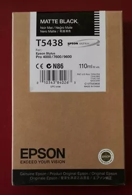 07-2013 NIB GENUINE EPSON T5438 MATTE BLACK 110ml INK Stylus Pro 4000/7600/9600  • $38.89