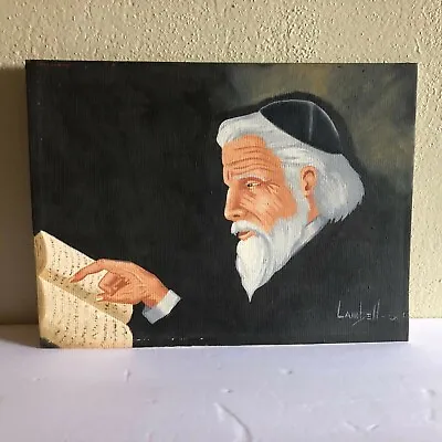 Rabbi Original Painting On Canvas 9  X 12  Artist Signed Unframed N6  • $24.56