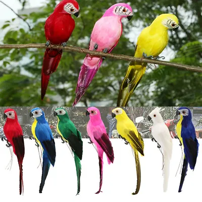 28CM Fake Parrot Artificial Birds Model Outdoor Home Garden Lawn Tree Decoration • £3.79