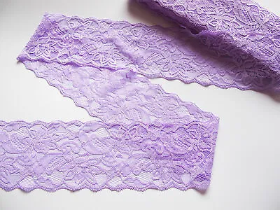 1 Yard Of 8cm Elastic Stretch Lace Trim Ribbon Fabric Decor Crafts Sewing DIY • £1.99