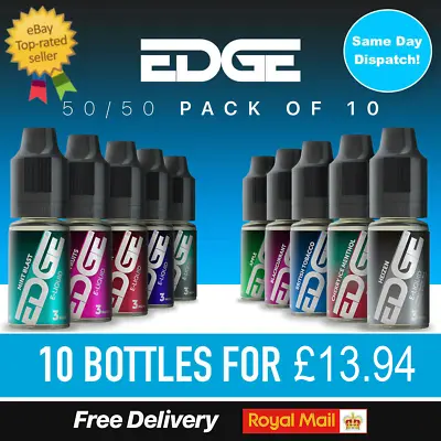 Edge E Liquid 50/50 10ml Vape Juice All 3 6 12 18 Mg Strength & Flavours 10x Box • £13.94