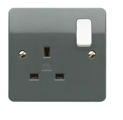 MK K2757GRA 1 Gang 13 Amp DP Graphite Part M Compliant Switched Socket Logic Plu • £4.50