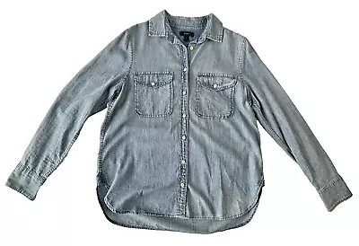 J Crew Chambray Loose Fit Boyfriend Shirt Long Sleeve Blue Button Down Women’s S • $19.99