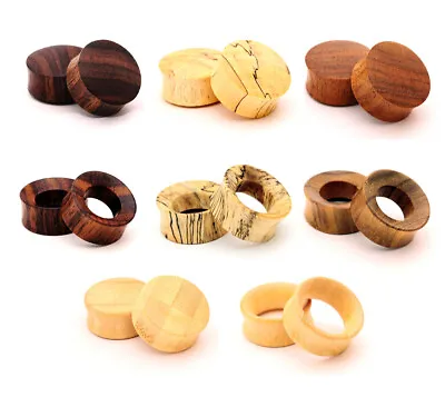 Pair Of Wood Plugs/Tunnels Sono Tamarind Teak Bamboo Plugs Organic Gauges • $14.49