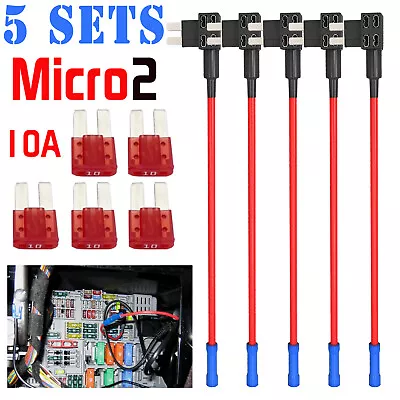 5Pc Fuse TAP Adapter Kit 12V 10 Amp Car Add-a-circuit Micro2 Blade ATR APT Fuse✔ • $8.99