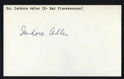 $19.95 • Buy Dr. Isidore Adler Signed 3x5 Card NASA Scientist X-ray Fluorescence 