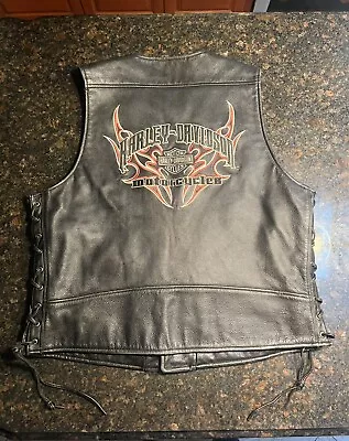 Harley Davidson Men’s Genuine Black Leather Tribal Vest XL • $169.95