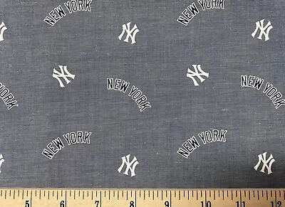 MLB NY NEW YORK YANKEES Baseball CHAMBRAY 1/4 Yard (9”x44”) 100% Cotton Fabric • $5.99