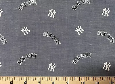 MLB NY NEW YORK YANKEES Baseball CHAMBRAY HALF Yard (18”x44”) 100% Cotton Fabric • $10.99