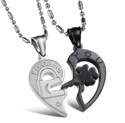 Matching Heart Puzzle Couples Pendant Necklace Stainless Steel For Women Men • $5.99