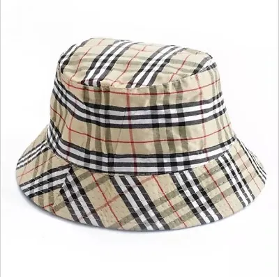 £9.99 • Buy Unisex Reversible Bucket Hat, Nova Check/Beige. Festival Rave Fashion.