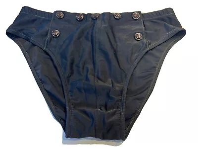 Vintage Jean Paul Gaultier Black Sailor Buttons Men’s Swim Trunks • $250