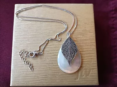 NEW JTV MOTHER Of PEARL & MARCASITE STERLING SILVER NECKLACE TLA254 LOVELY 18  • $21.85