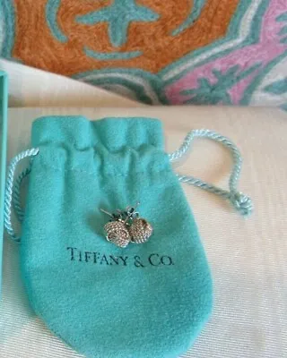 $189.99 • Buy Tiffany & Co. Sterling Silver Twist Mesh Knot Stud Earrings Retails $325