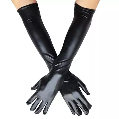 GUANGHE Halloween Black Long Leather Gloves For WomenLong Latex Gloves For Wo... • $5.81