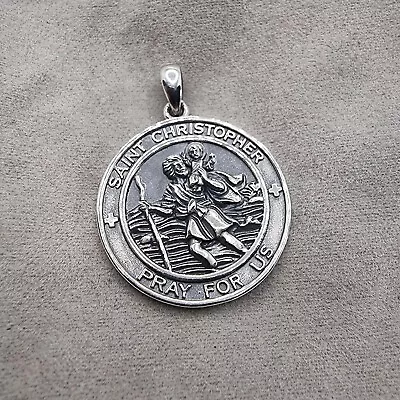 925 Sterling Silver Saint Christopher Patron Of Travelers Protection Medallion • £51.88