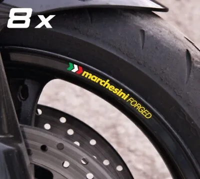 8X Marchesini Motorcycle Wheel Decals Rim Stickers Set Ducati 848 1098 1198 • $10