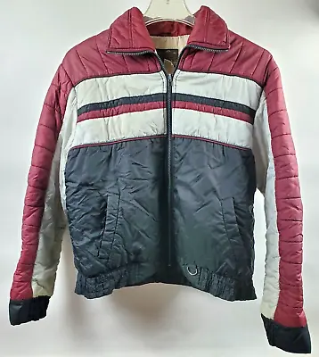 Vtg 70s Retro Avalanche Brand Nylon Winter Puffer Jacket Striped MENS Size L • $30