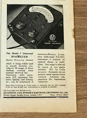 £4 • Buy (STA124) Advert 5x4  Model 7 Universal AvoMeter Electrical Measuring Instrument 