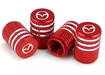 4x Red Aluminum Tire Air Valve Stem Cap Fits Most Mazda Cars & SUVs • $10.24