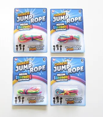 $8.65 • Buy 4 New Chinese Jump Ropes Multi Colored Neon Elastic Jump Rope Classic Toy