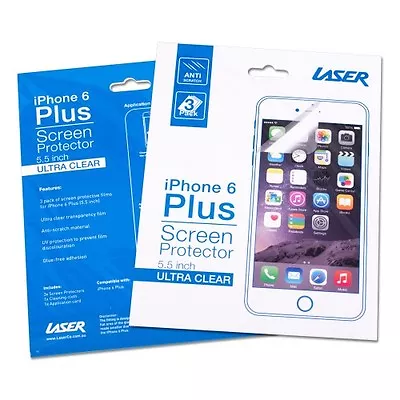 Laser Ultra Clear Film Screen Protector For IPhone 6 Plus 6S Plus Pack Of 3 • $4.95