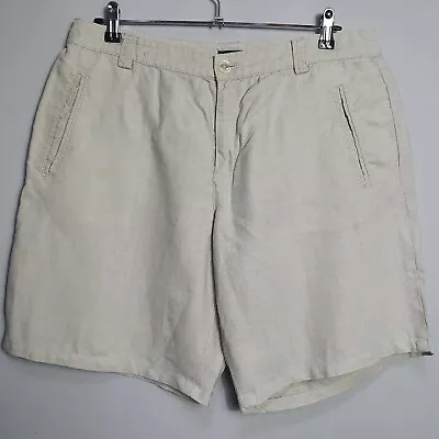 RALPH LAUREN 100% Linen Shorts Ladies Flax Classic Size UK 14 W34  Stone • £19.99