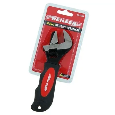 Adjustable 2 In 1 Stubby Spanner Wrench 6 Inch (150mm) 35mm Jaw Opening • £7.99