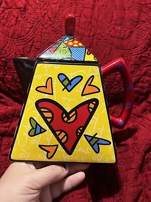 Romero Britto Ceramic Red Heart Teapot Large. 2009 Signed/Retired • $79.99