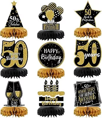 9 Pieces 50th Anniversary Decorations 50th Birthday Centerpieces For Tables • $15.41