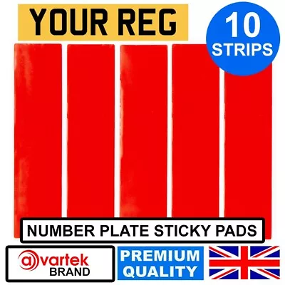 10 X NUMBER PLATE DOUBLE SIDED STICKY Pads Strips TAPE STRONG VERY HIGH Bond • £1.95