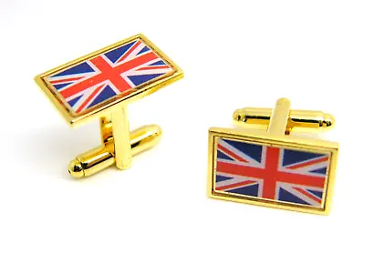 Union Jack Badge Cufflinks Flag Gift Cuff Links Gold Plated • £4.99