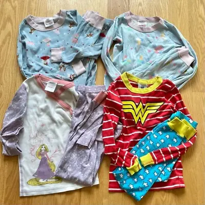 Hanna Andersson Girls Pjs 130 Long John Wonder Woman Tangled Rapunzel Fairies • $49.99