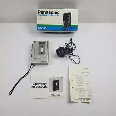 Vintage Panasonic Mini Cassette Recorder RQ-353 With Plug Manual Box Not Tested • $18.99