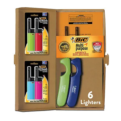 BIC Lighter Combination Pack 4 Multi-Purpose And 2 EZ Reach Assorted Colors • $17.99
