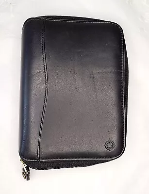 Franklin Covey Spacemaker Zip Pocket Planner Case 6 Ring Black Leather 1996 USA • $36.94