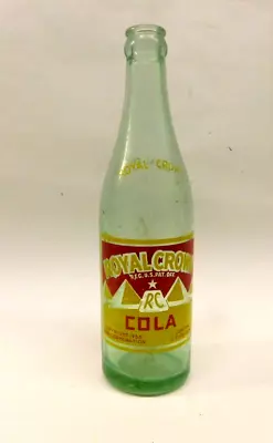 1942 RC ROYAL CROWN Pyramid Cola Soda Bottle 12 Oz 9 3/8  Vincennes IN Duraglas • $17.99