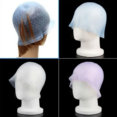 Great Reusable Rubber Hair Colour Highlighting Cap And Metal Hook Tipp Sh • £5.04