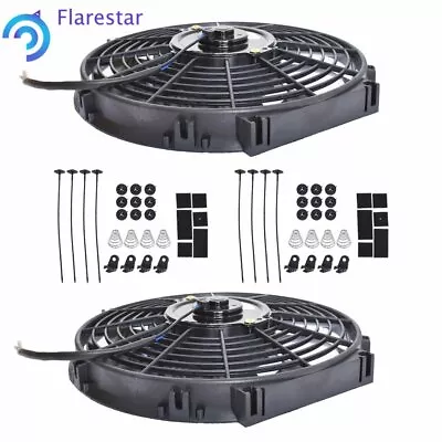 $40.63 • Buy Dual 12  Inch Electric Radiator Cooling Fan&Thermostat Mount Kit Black Universal