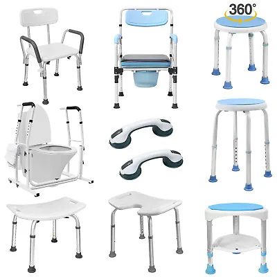 £28.99 • Buy Shower Chair Mobility Aid Bathing Seat Rotating Bath Stool Height Adjustable New