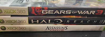 3x XBOX 360 Games Assassins Creed II/ Gears Of War 3 / Halo Reach • $25